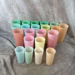 Set: 21 Vintage 6 9 & 16 oz  Tupperware Tumblers 117 Juice 115 107 Pastel Colors